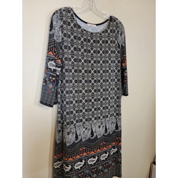 Gilli NWT Women's Mix Print Stitch Fix Colbie Knit Dress Boat Neck Size Large - Picture 2 of 7